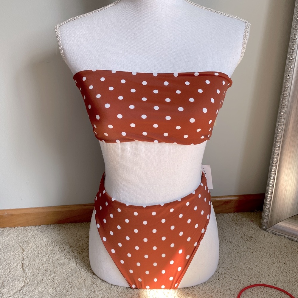 L.A Hearts Polka Dot High Waisted Swim Bottom